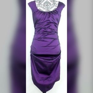 Sandgria Dress Woman Size 8 Metallic Purple Ruched